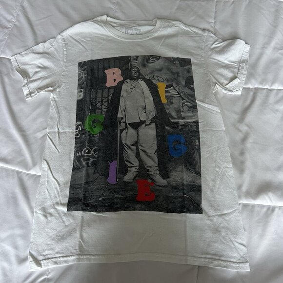 Biggie Smalls Mens Small White T Shirt Graphic Tee Hip Hop Notorious BIG - Picture 1 of 5